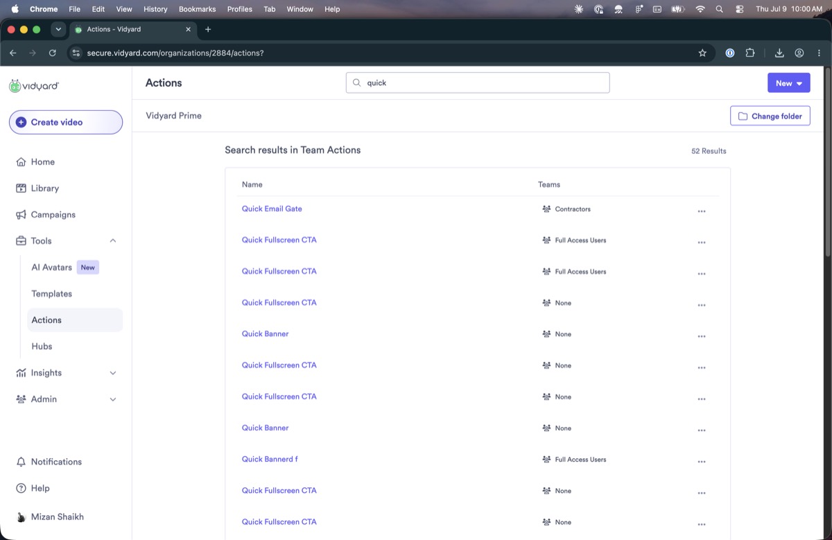 Searching quick returns 52 results
