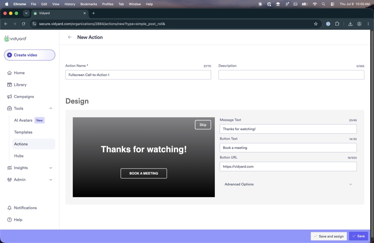 Folder action editor