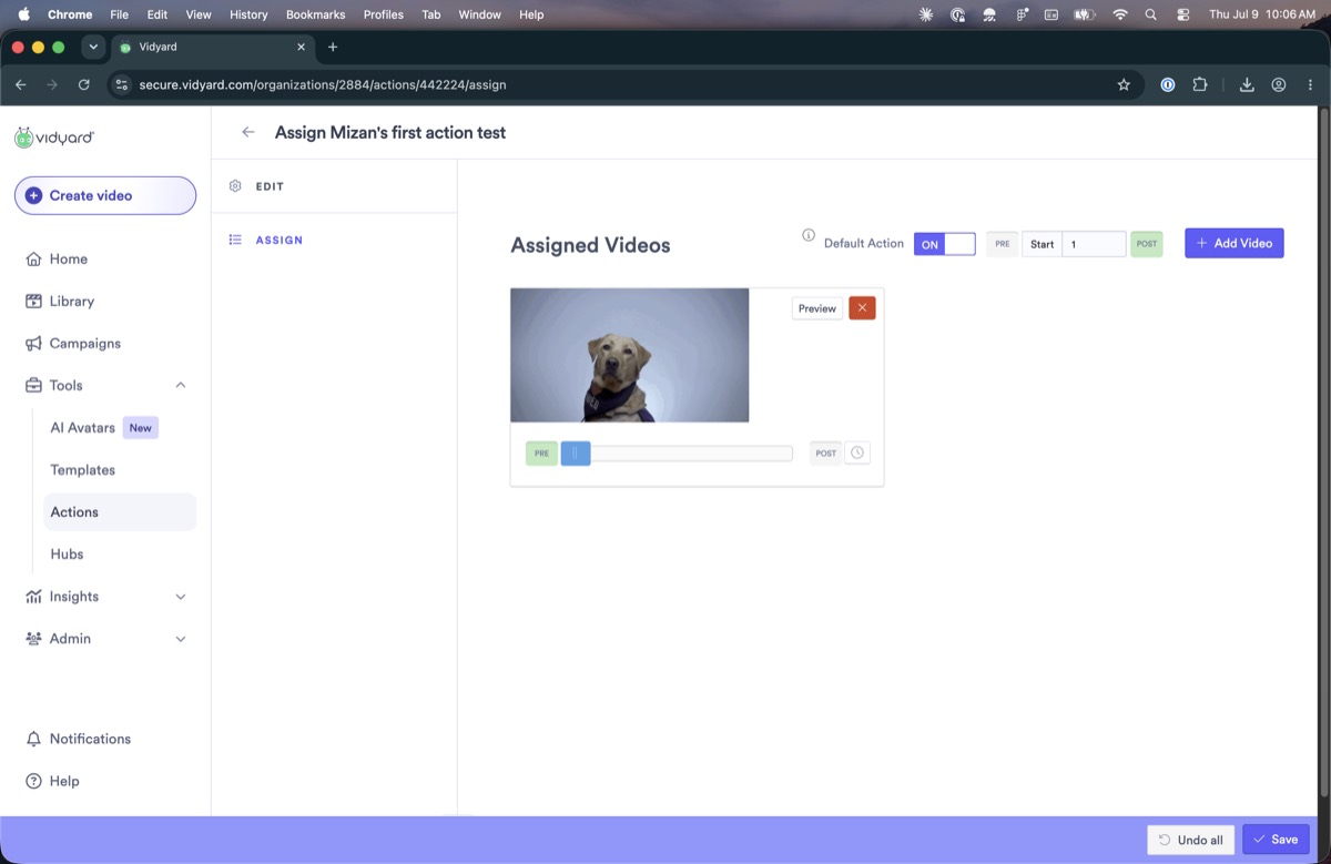 Assignment screen timeline scrubber with a disabled field