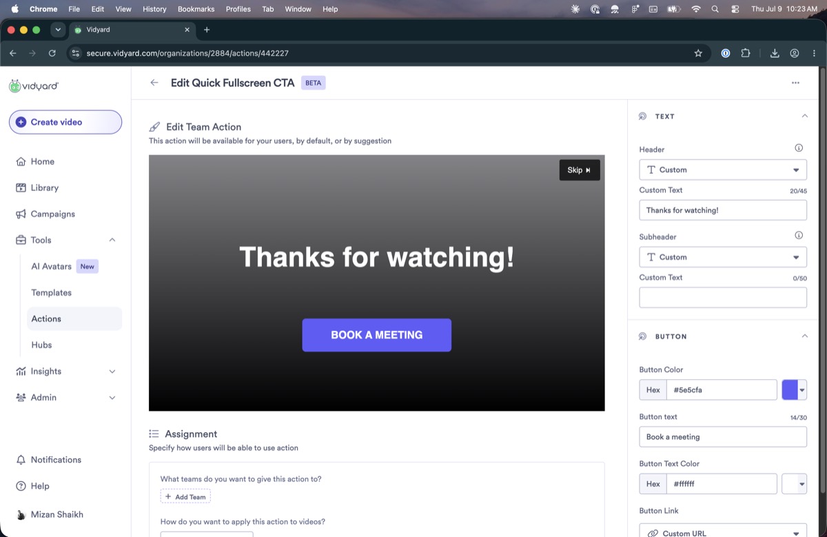 Newer team action editor